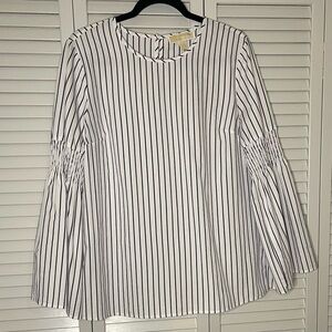 Michael Kors Bell Sleeve Blue and White Striped Blouse